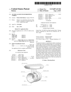 Front page of US Patent 9,097,233 B1, Suction-Augmented Hydropower Turbine